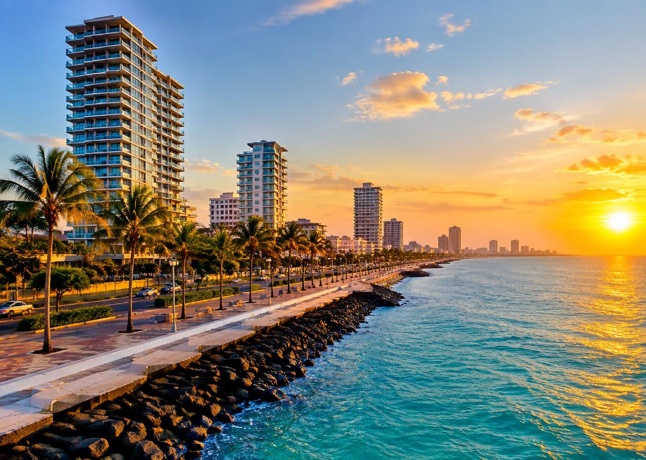 Malecón de Boca del Río al atardecer